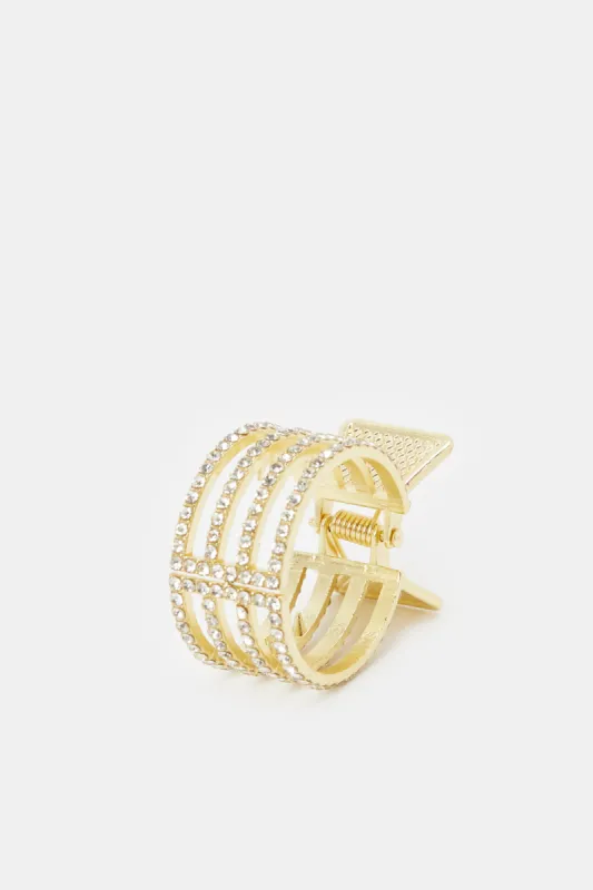 Women Gold Rhinestones Hair Claw sold by Redtag