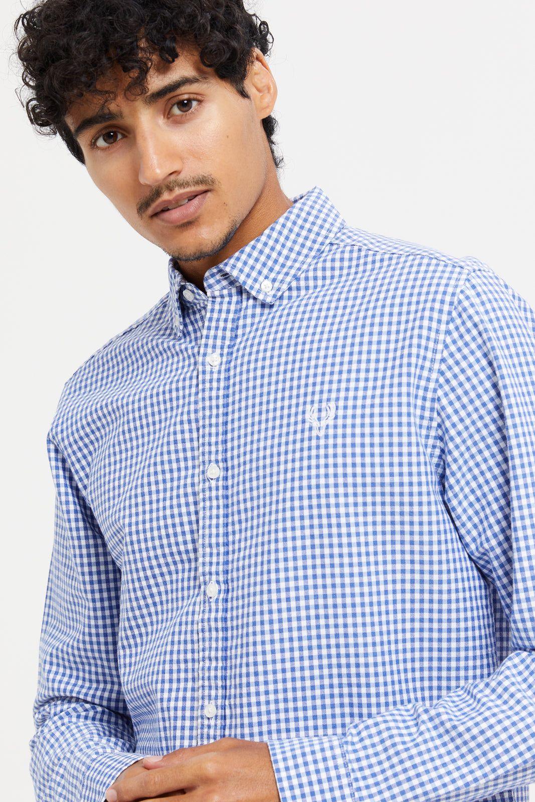 Men Blue Checkered Oxford Shirt sold by Redtag product image thumbnail 4