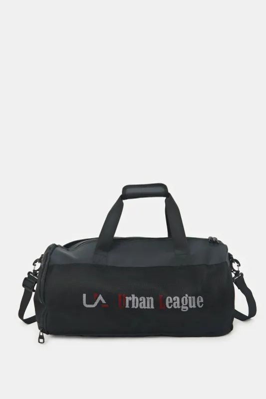 Mens Black Printed Hold All Bag sold by Redtag