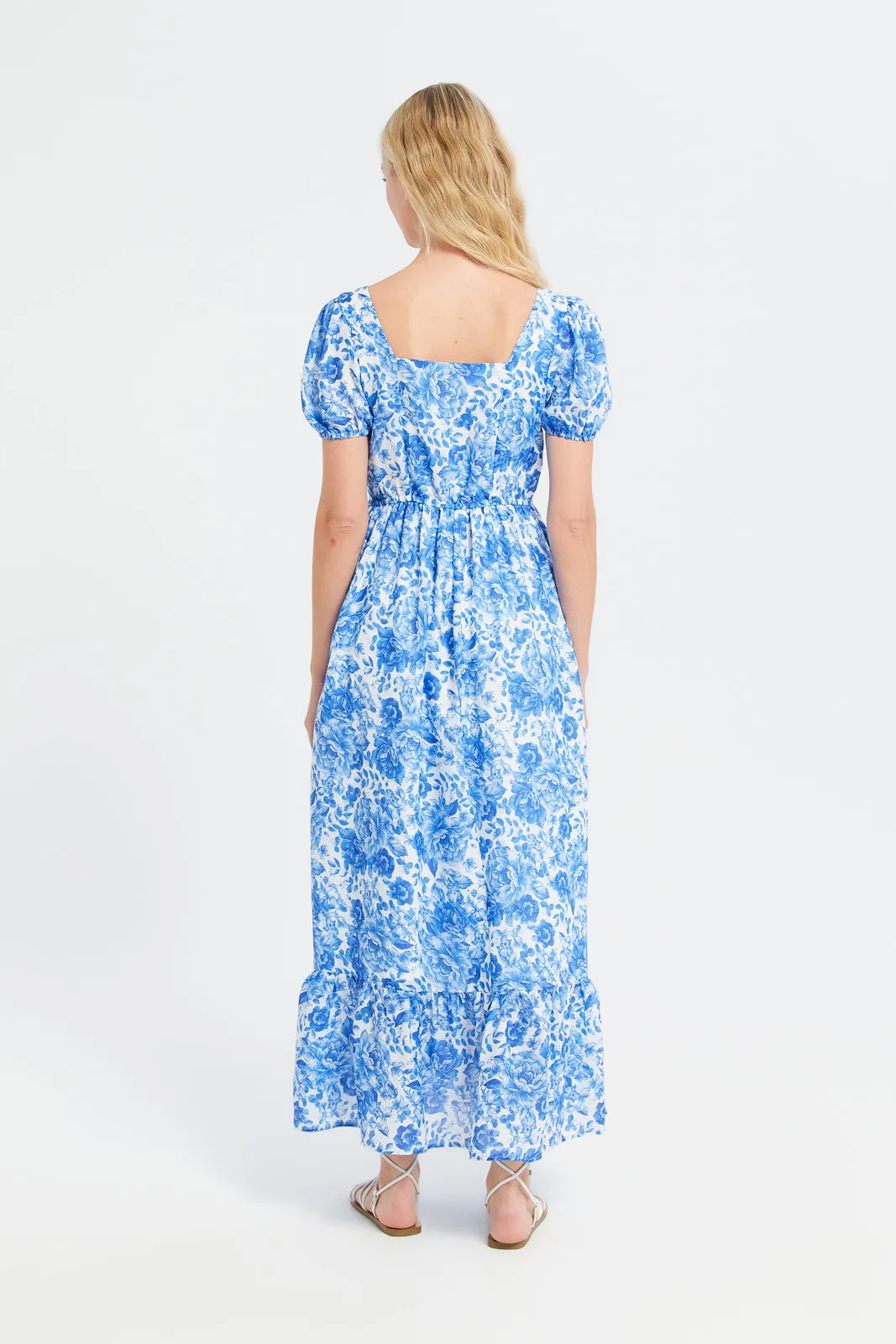 Women Blue Printed Long Dress sold by Redtag product image thumbnail 3