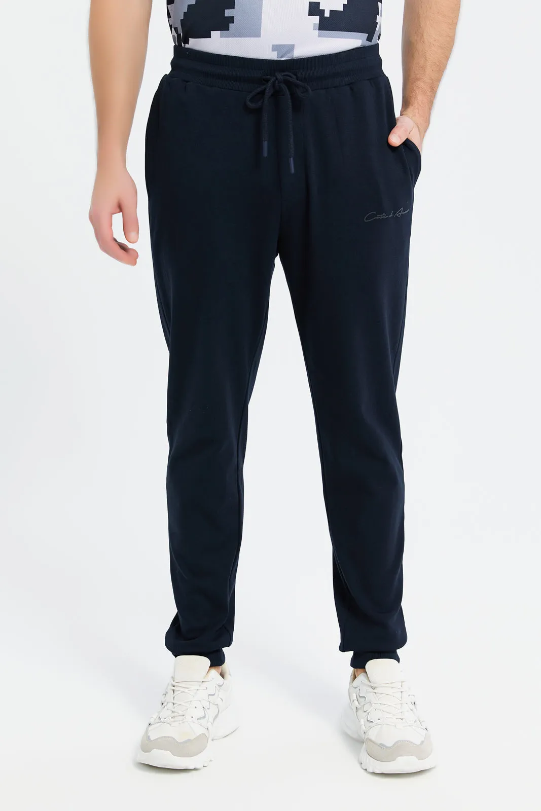 Men Navy Soft Touch Joggers sold by Redtag
