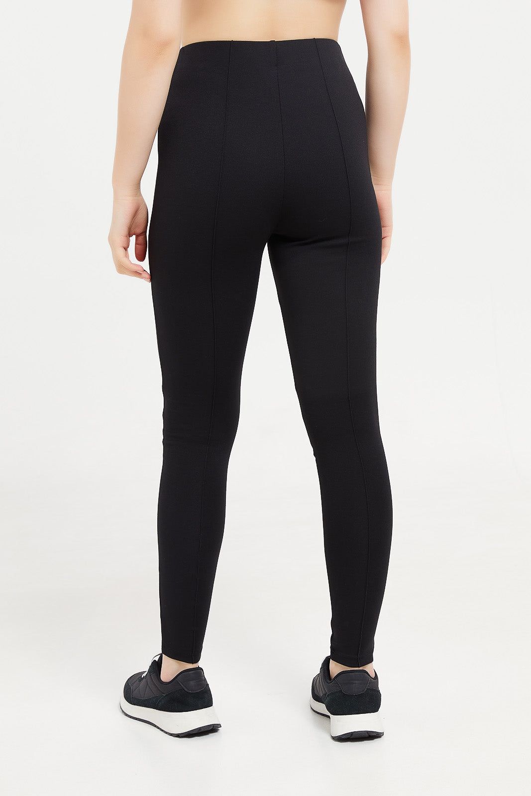Women Black Ponte Legging With Front Pleat sold by Redtag product image thumbnail 3