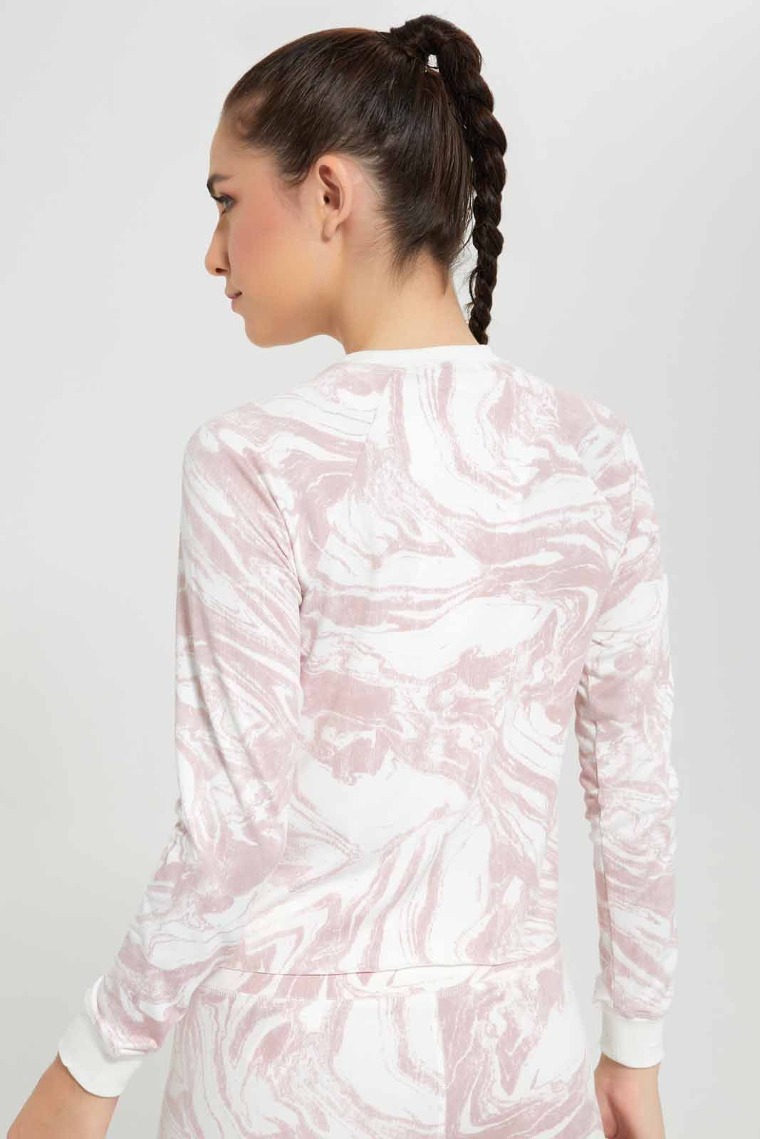 Women Pink And White All-Over Print Active Sweatshirt sold by Redtag product image thumbnail 4