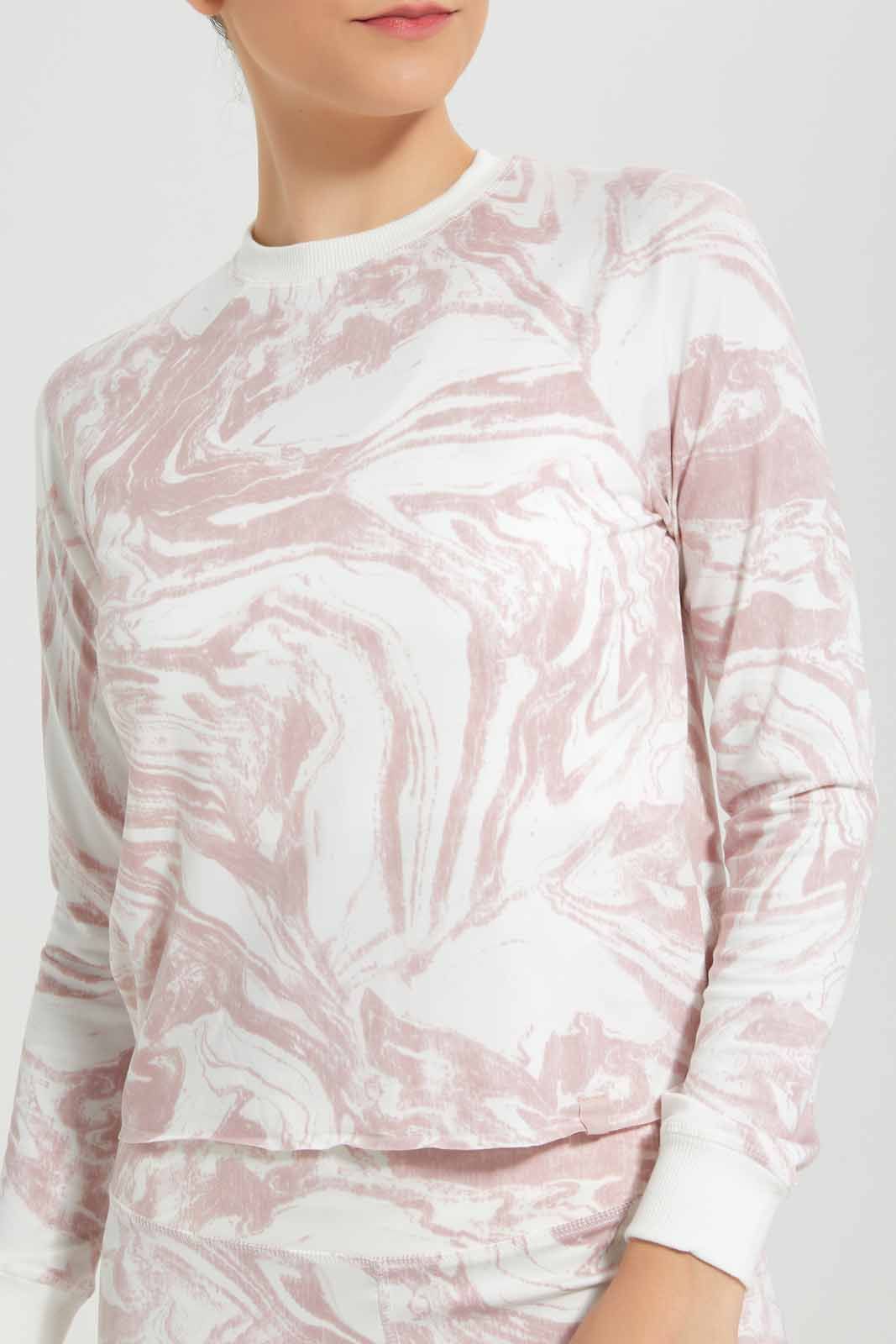 Women Pink And White All-Over Print Active Sweatshirt sold by Redtag product image thumbnail 3