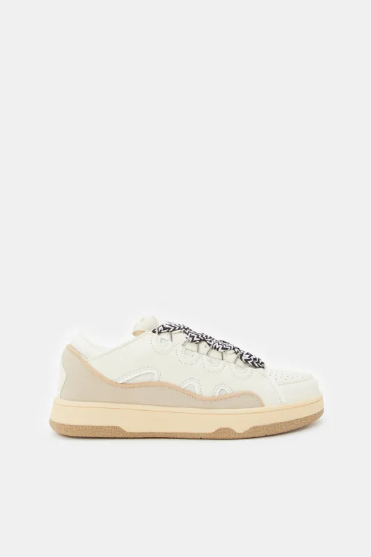 Women Beige Lace-Up Skate Shoes sold by Redtag
