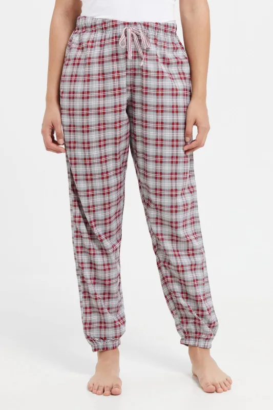 Women Red Checkered Pajama Bottom sold by Redtag
