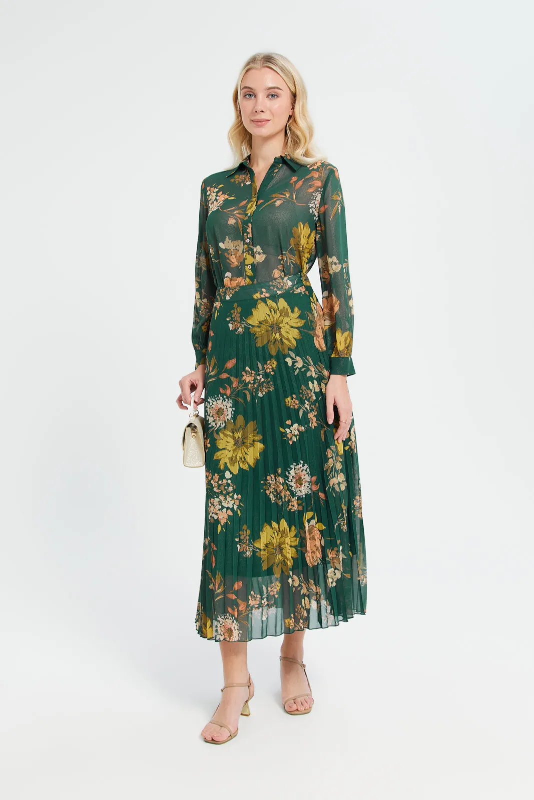 Women Green Floral Print Shirt Blouse sold by Redtag product image thumbnail 2