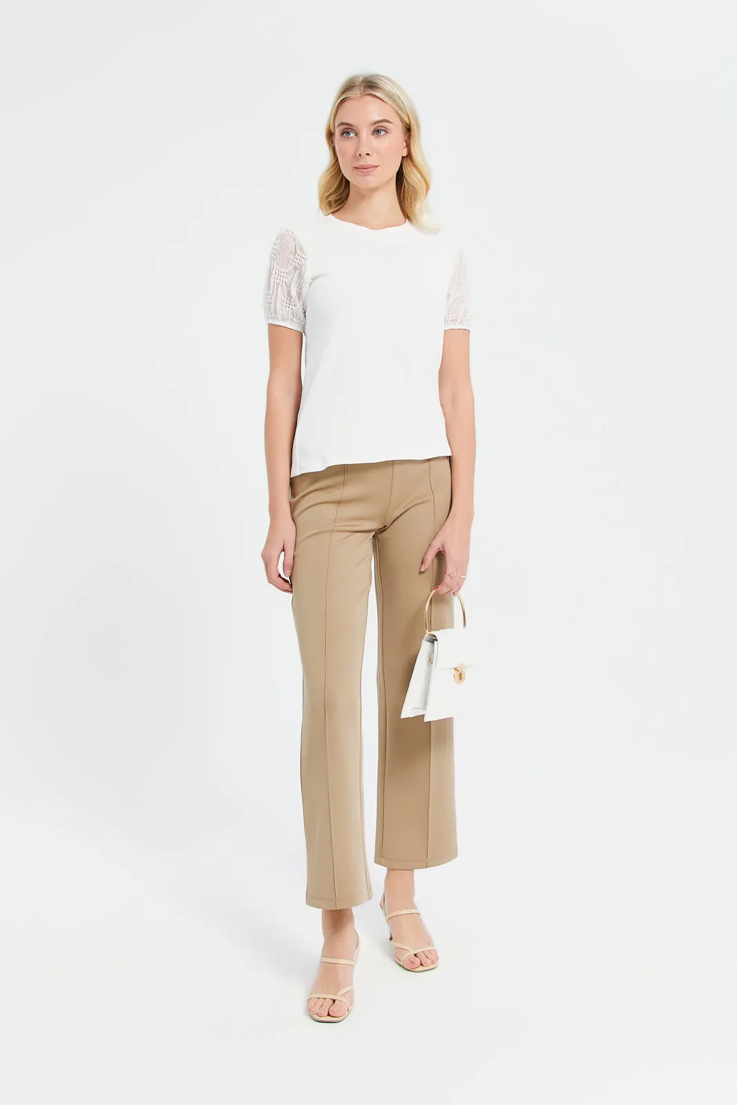 Woman White Jacquard Sleeves Top sold by Redtag product image thumbnail 2