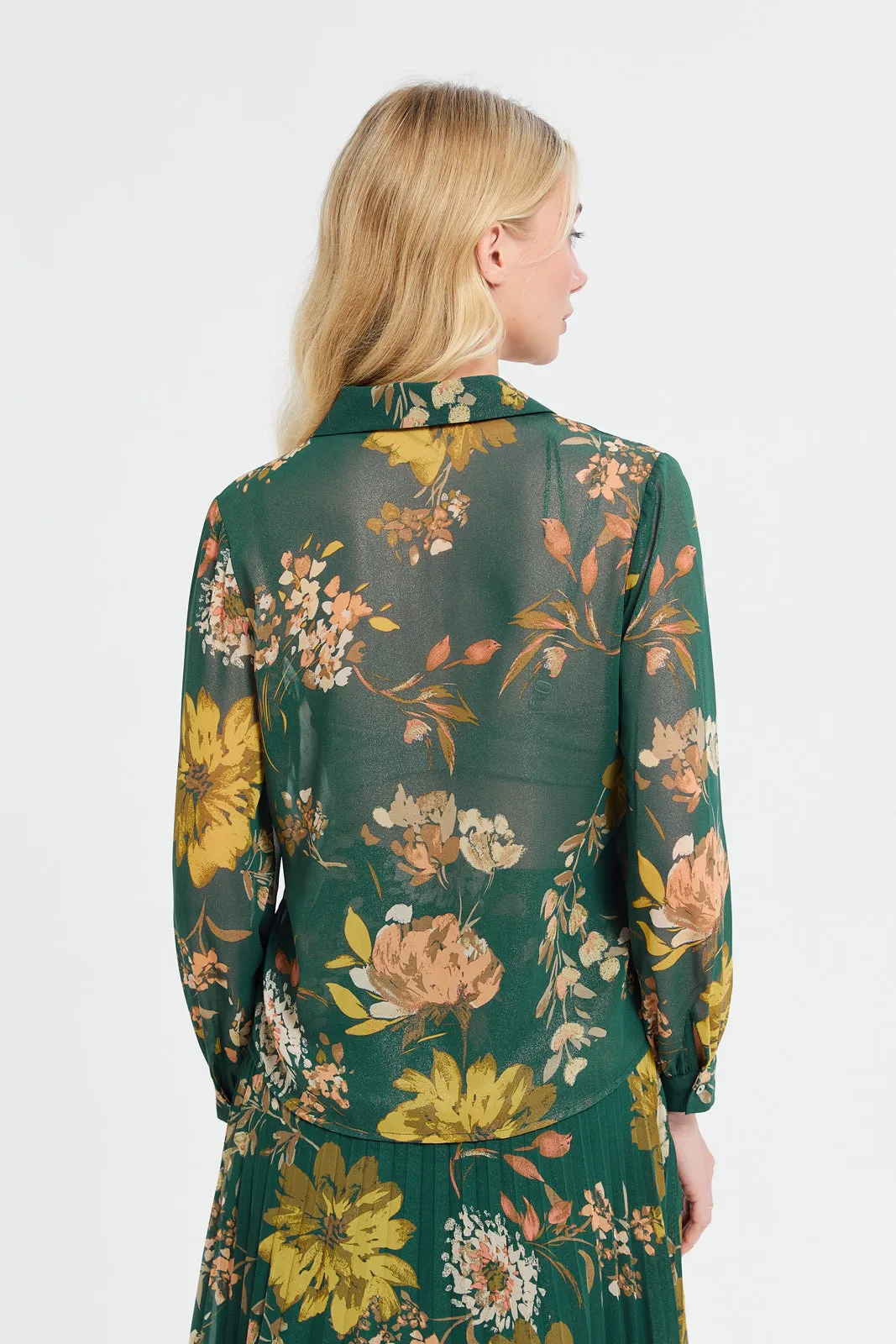 Women Green Floral Print Shirt Blouse sold by Redtag product image thumbnail 3