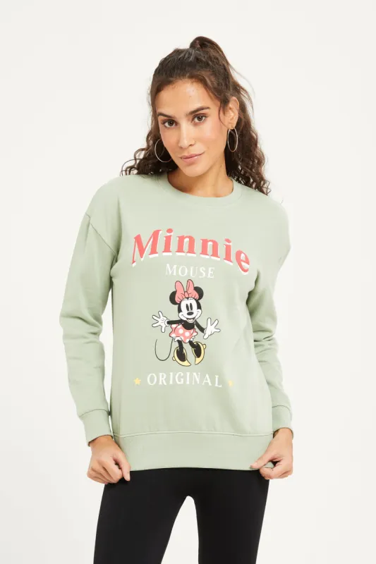 Women Mint Minnie Mouse Printed Sweatshirt sold by Redtag