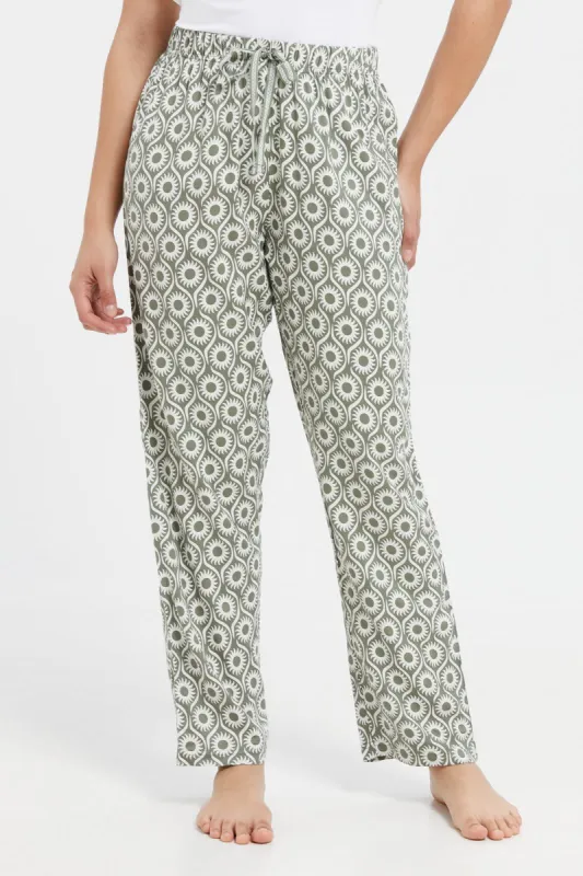 Women Olive Printed Pajama Bottom sold by Redtag