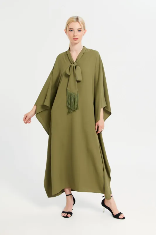 Women Plain Green Kaftan Dress sold by Redtag