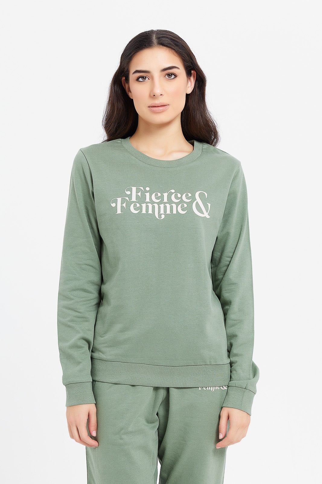 Women Green Printed Sweatshirt sold by Redtag
