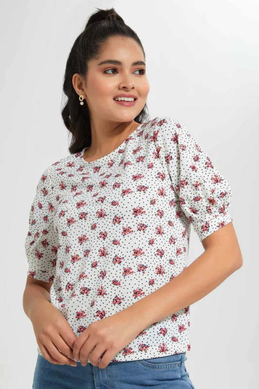 Beige Floral Blouse sold by Redtag
