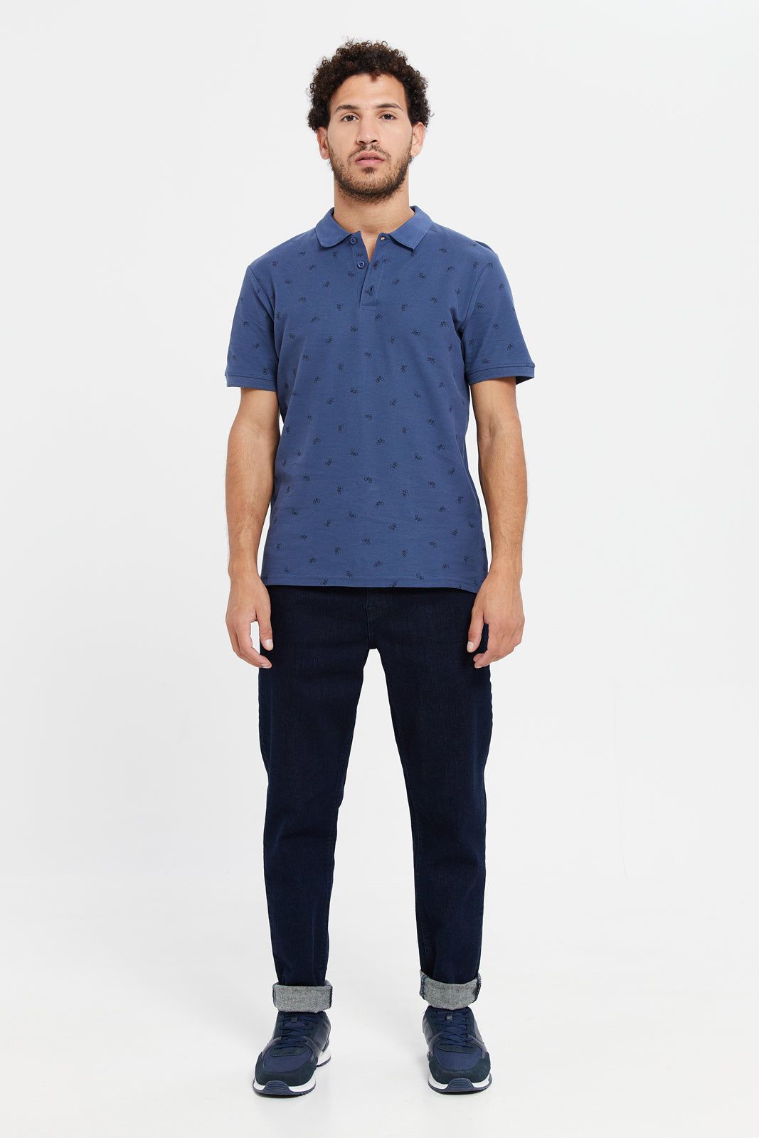 Men Blue Printed Polo Shirt sold by Redtag product image thumbnail 2