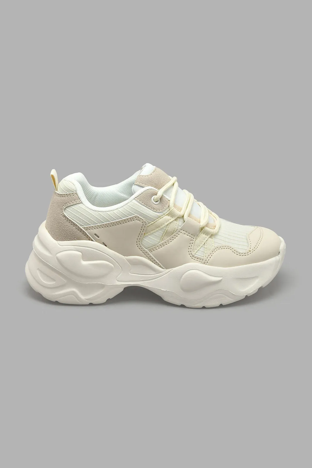 Cream Lace-Up Chunky Sneaker sold by Redtag product image thumbnail 4