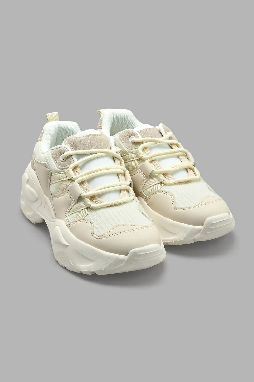 Cream Lace-Up Chunky Sneaker sold by Redtag