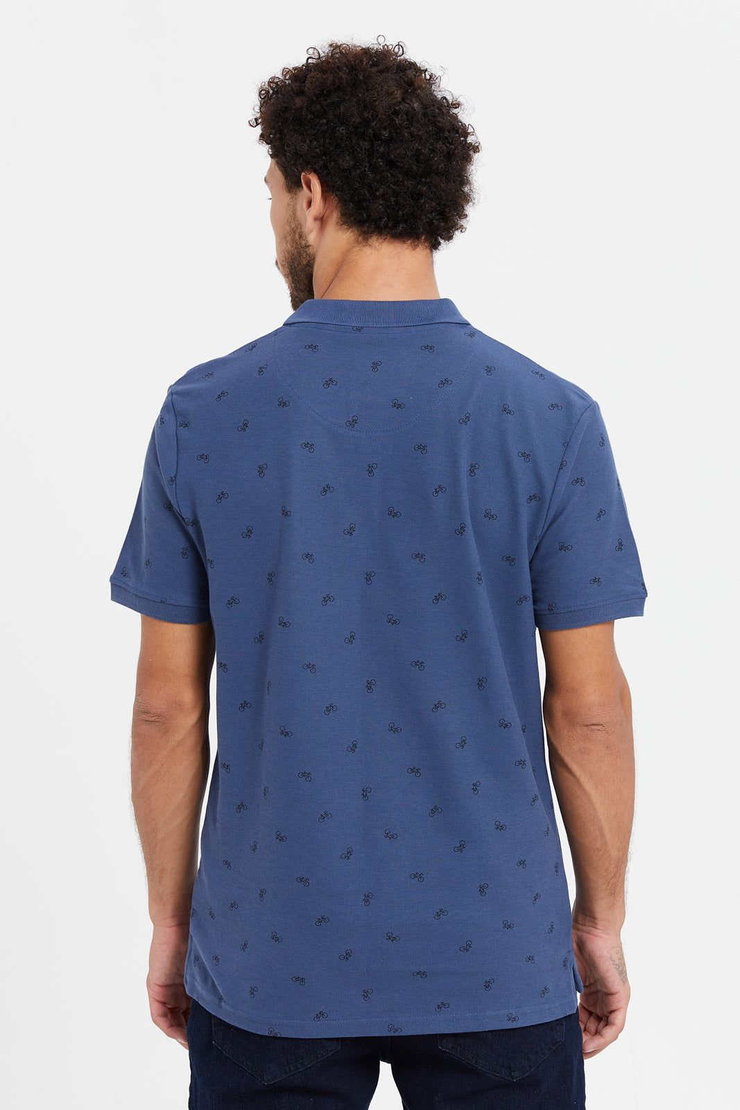 Men Blue Printed Polo Shirt sold by Redtag product image thumbnail 3