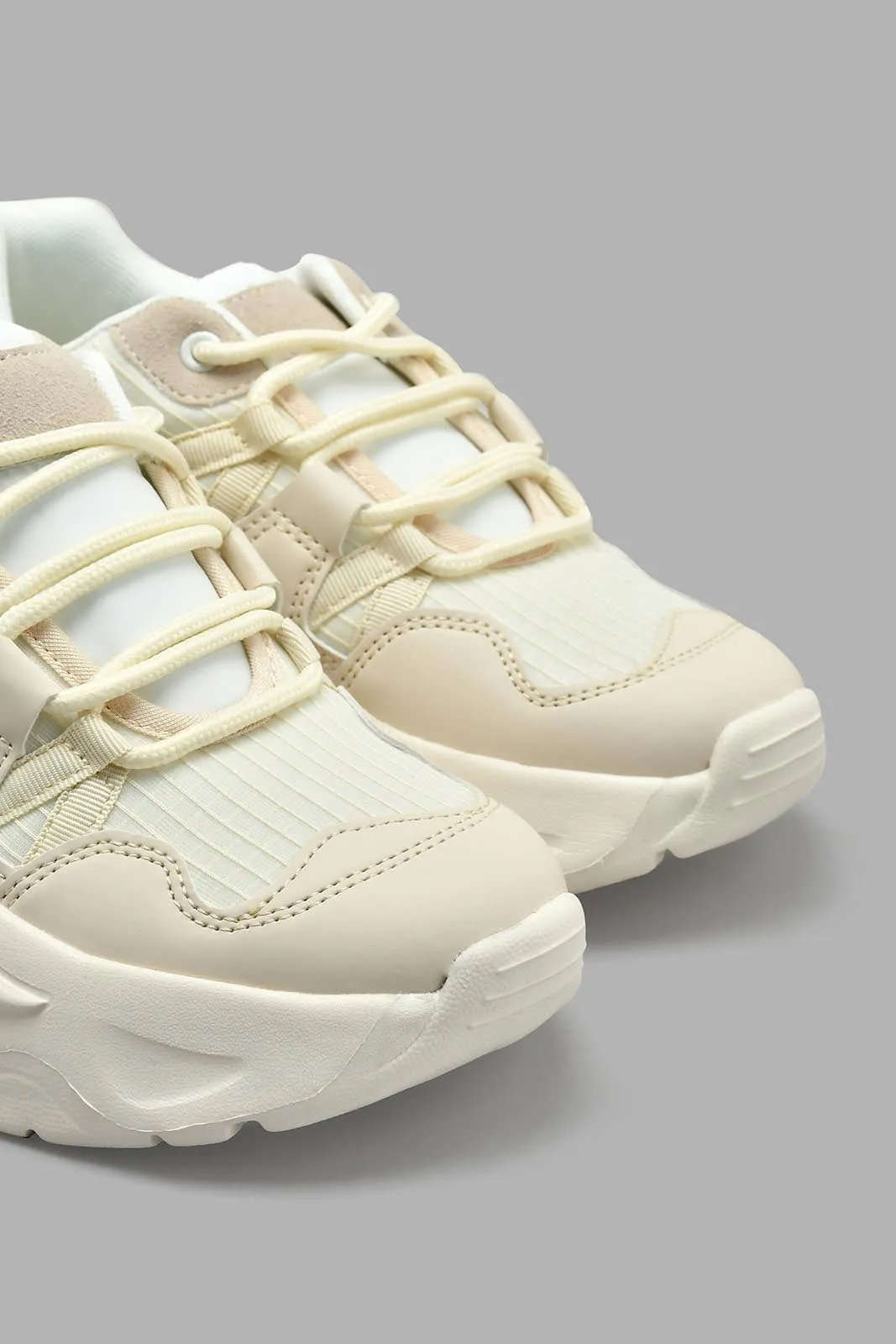 Cream Lace-Up Chunky Sneaker sold by Redtag product image thumbnail 2