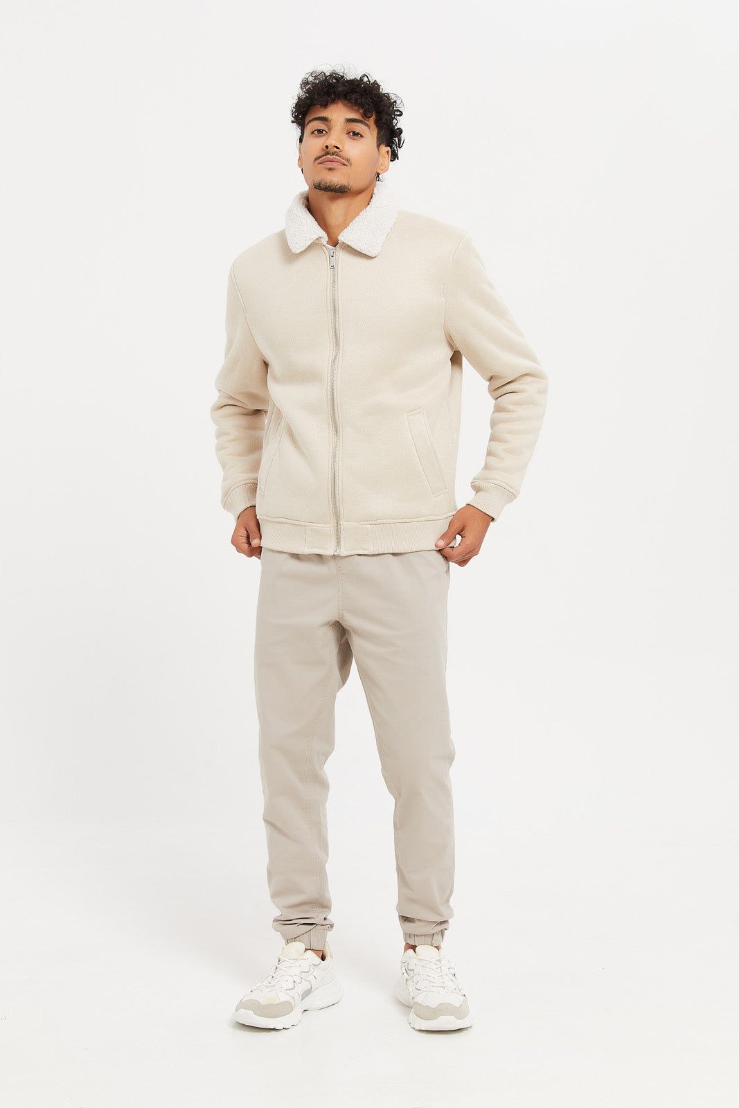 Men Beige Suede Aviator Jacket sold by Redtag product image thumbnail 2