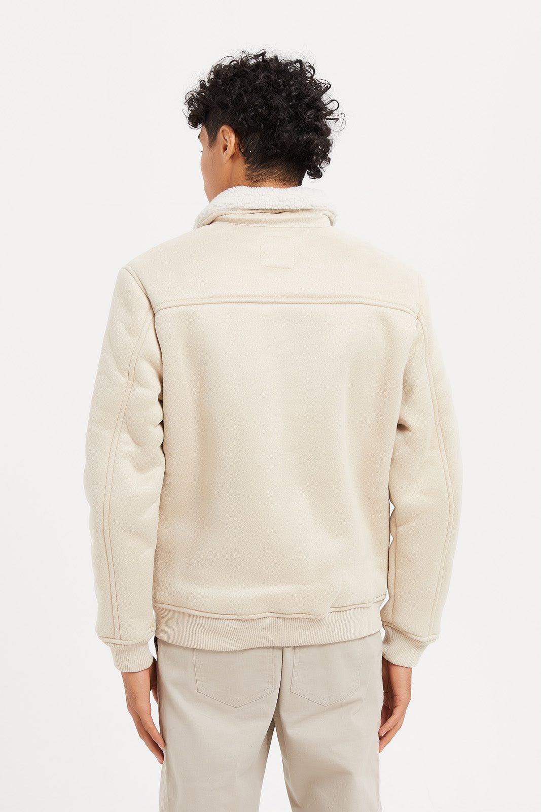 Men Beige Suede Aviator Jacket sold by Redtag product image thumbnail 3