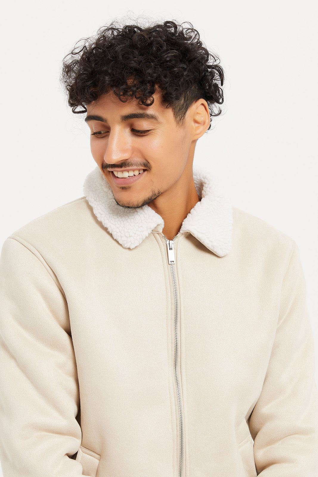 Men Beige Suede Aviator Jacket sold by Redtag product image thumbnail 4