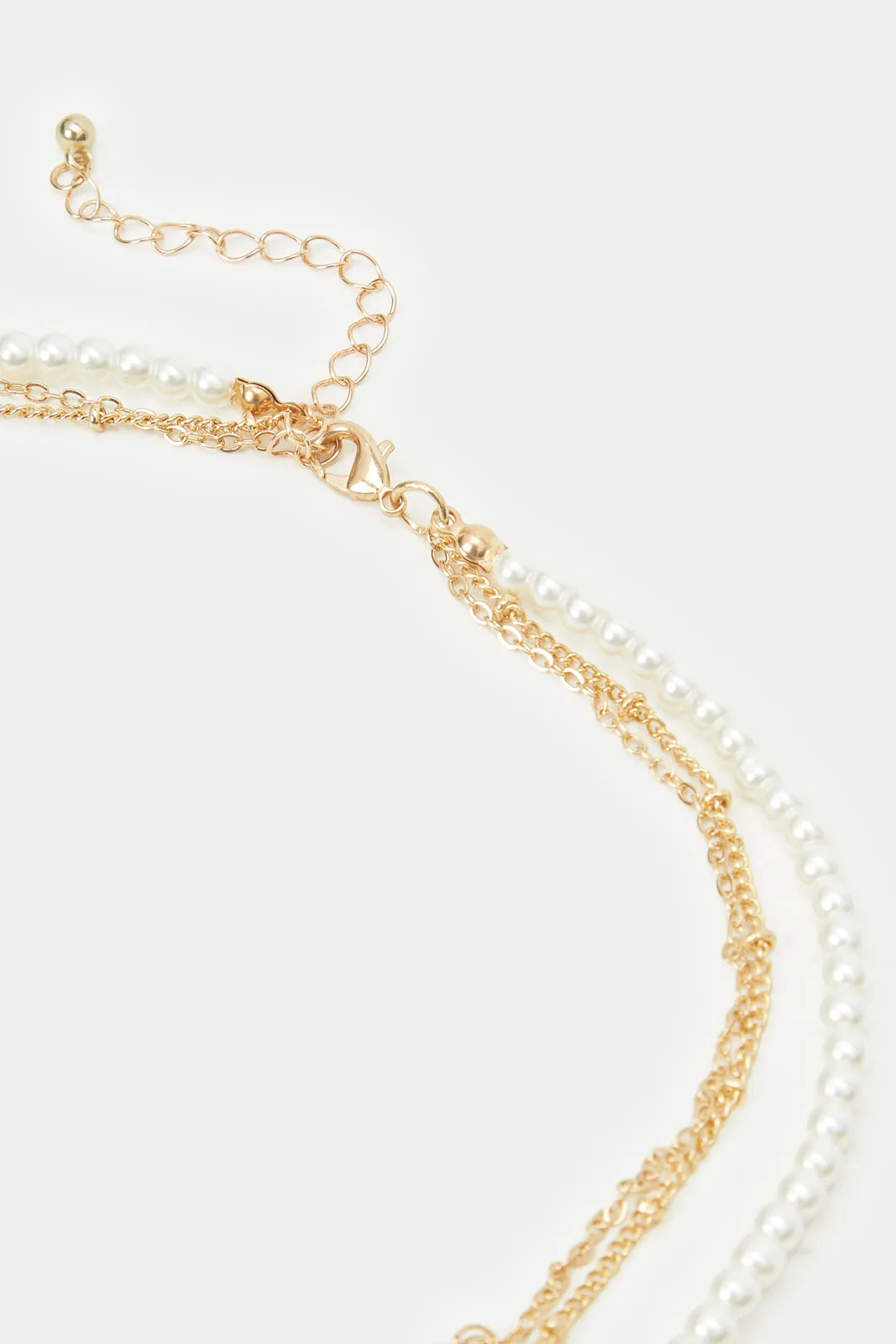 Women Gold And White Embellished Necklace sold by Redtag product image thumbnail 3