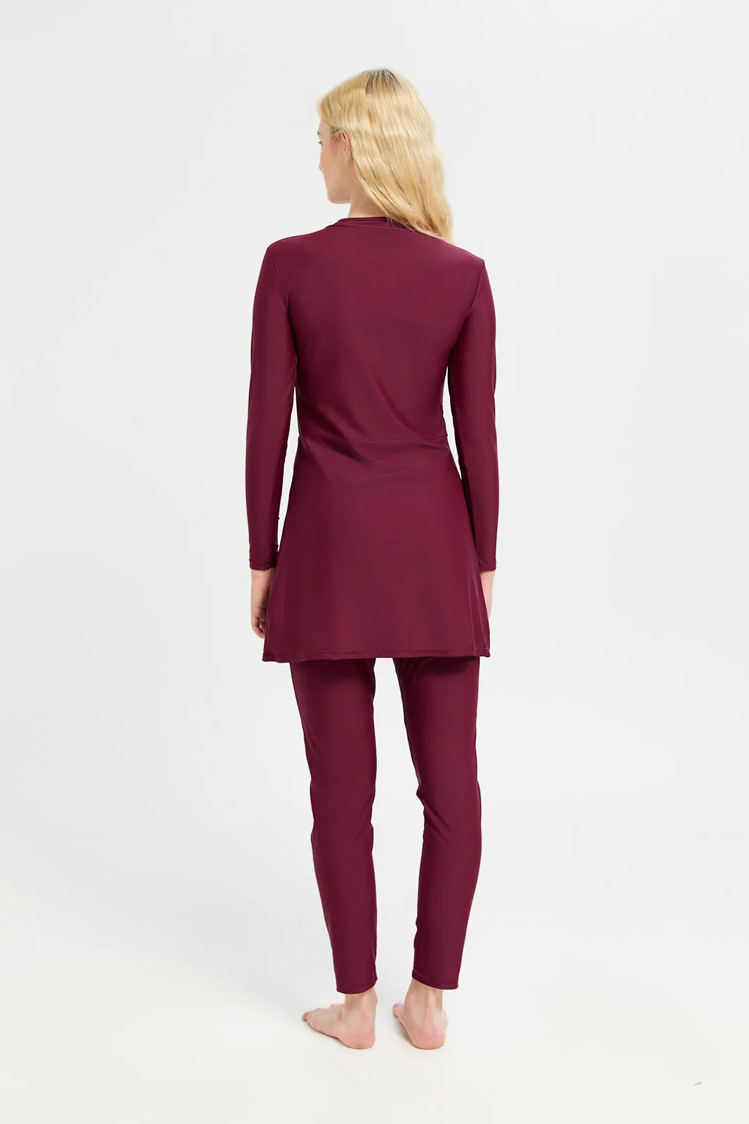 Women Burgundy Swim Burkini Set (2 Piece) sold by Redtag product image thumbnail 4
