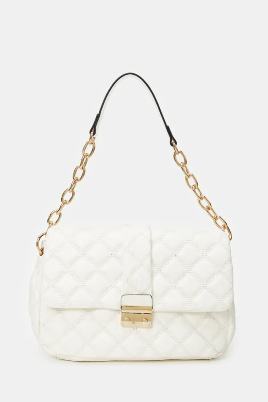 Women White Quilted Cross Body Bag sold by Redtag