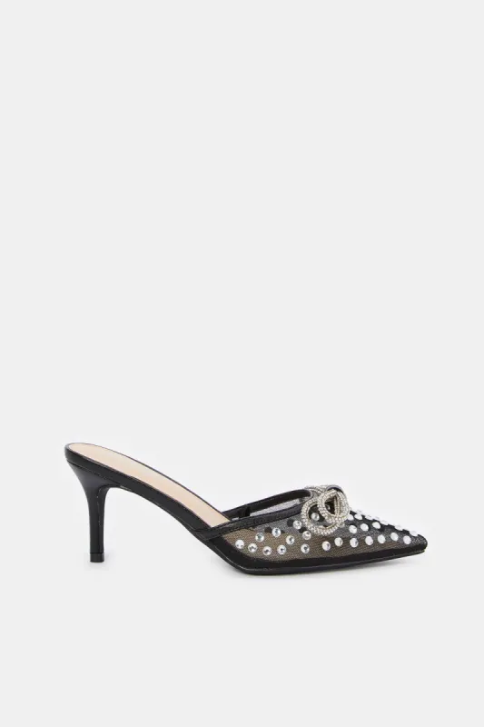 Women Black Embellished Mule sold by Redtag