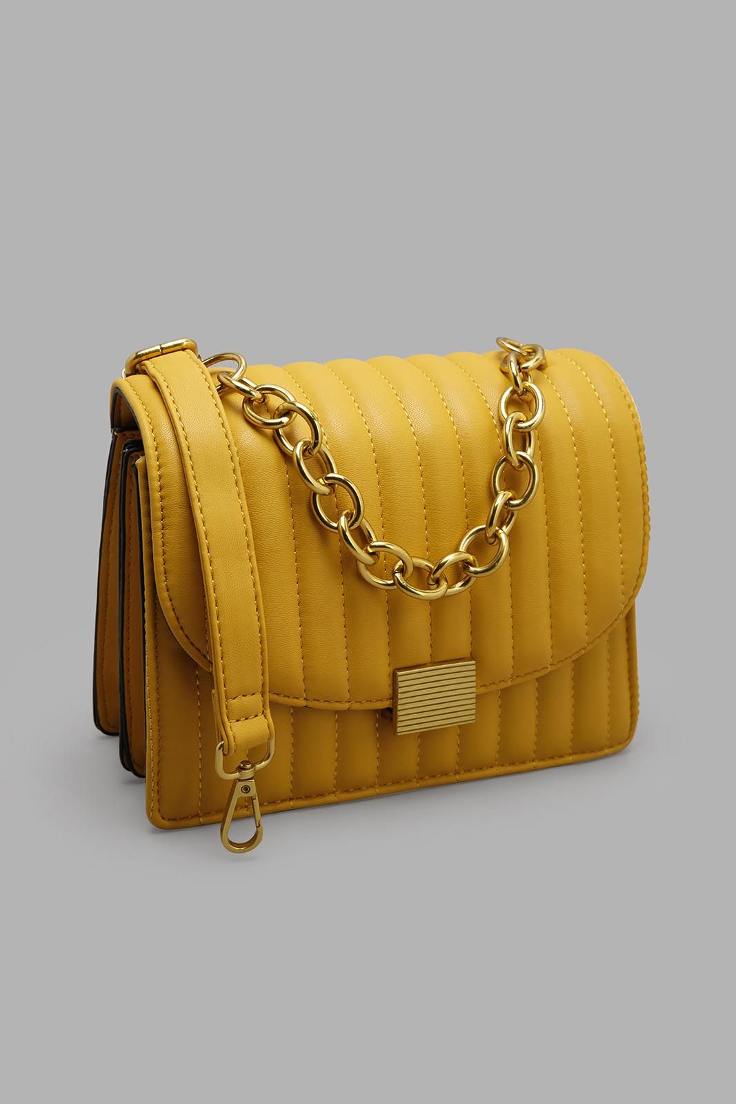 Mustard Cross Body Bag With Antique Chain sold by Redtag
