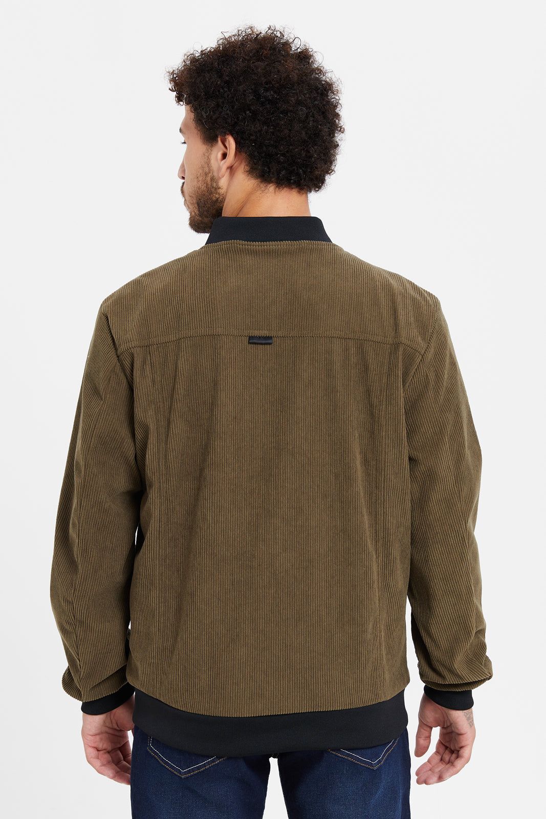 Men Olive Corduroy Bomber Jacket sold by Redtag product image thumbnail 3