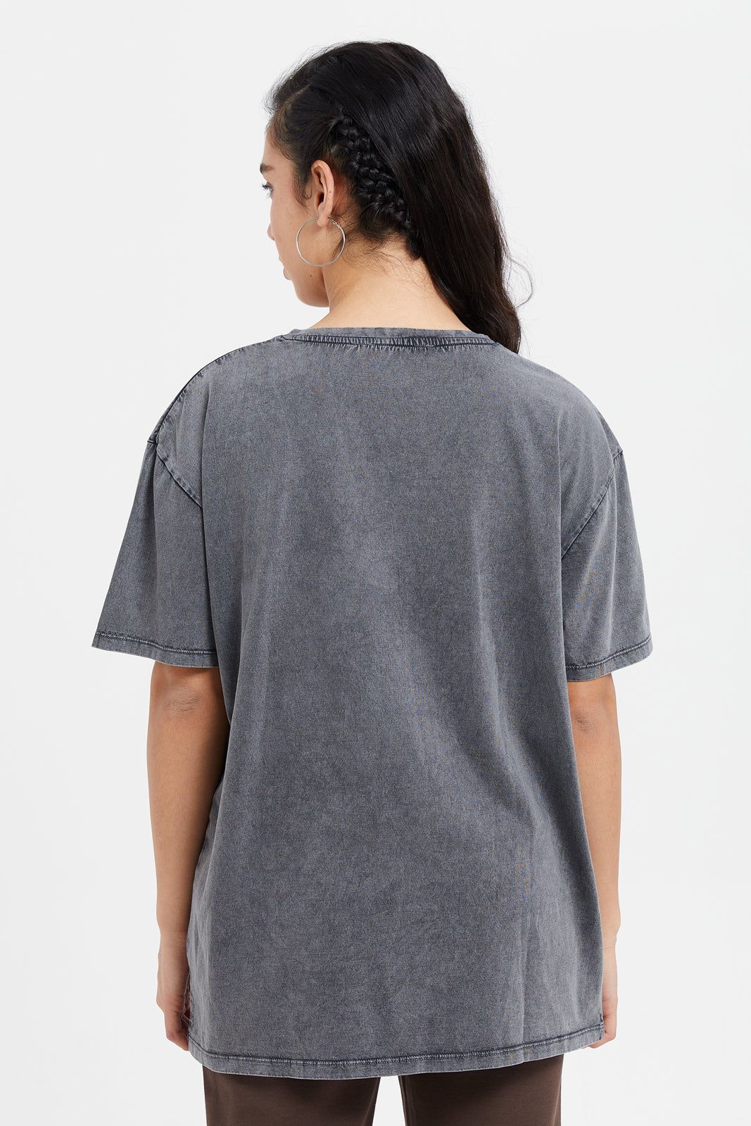 Women Grey Printed Oversize Biker T-Shirt sold by Redtag product image thumbnail 3