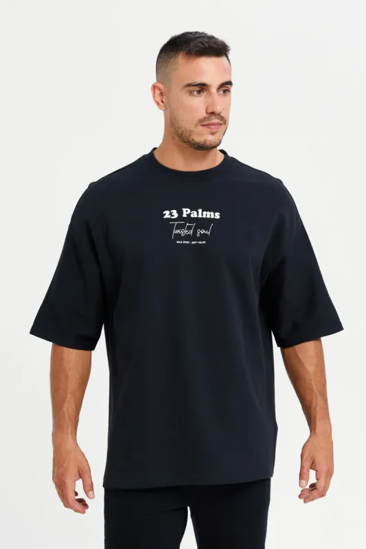 Men Black Printed T-Shirt sold by Redtag