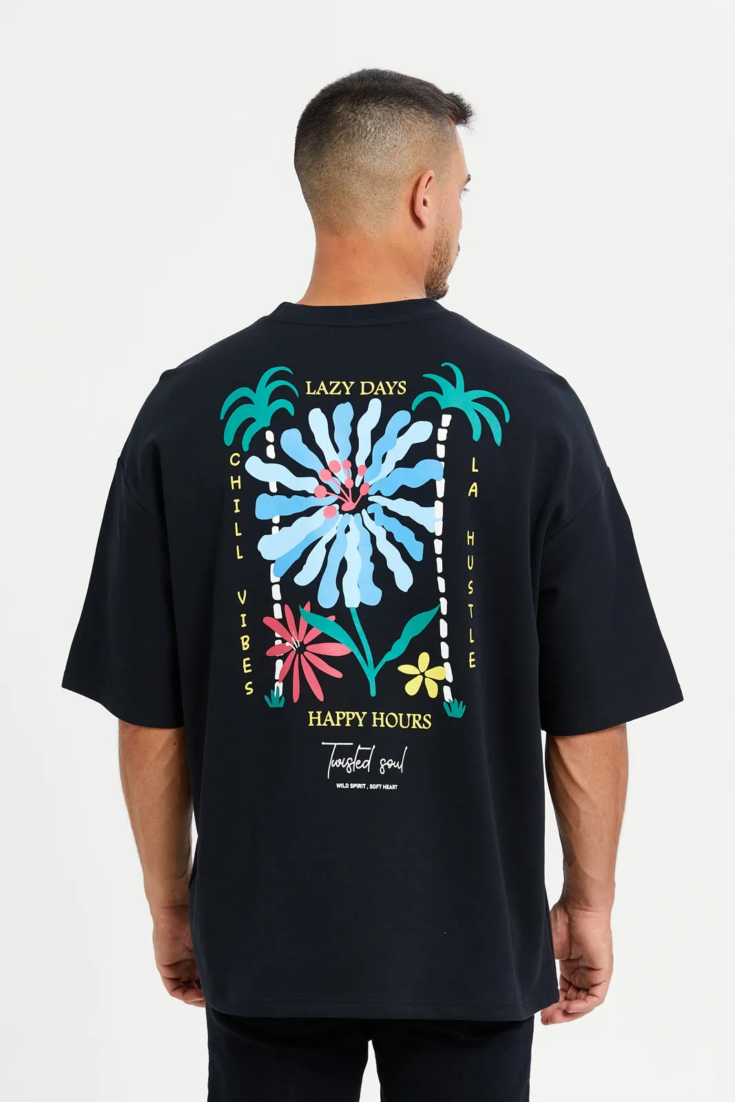 Men Black Printed T-Shirt sold by Redtag product image thumbnail 3