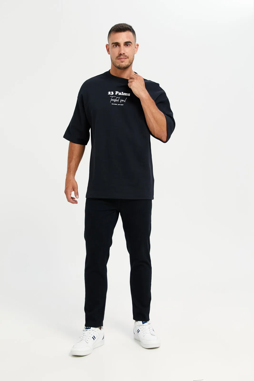 Men Black Printed T-Shirt sold by Redtag product image thumbnail 2