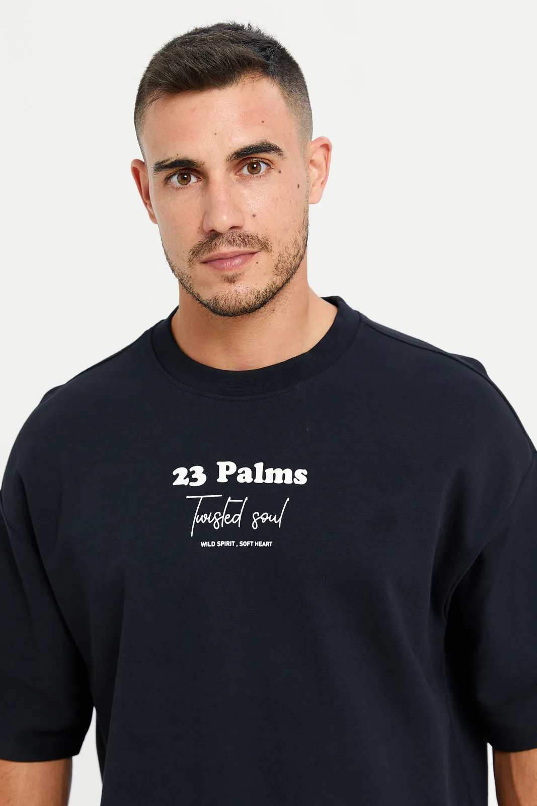 Men Black Printed T-Shirt sold by Redtag product image thumbnail 4