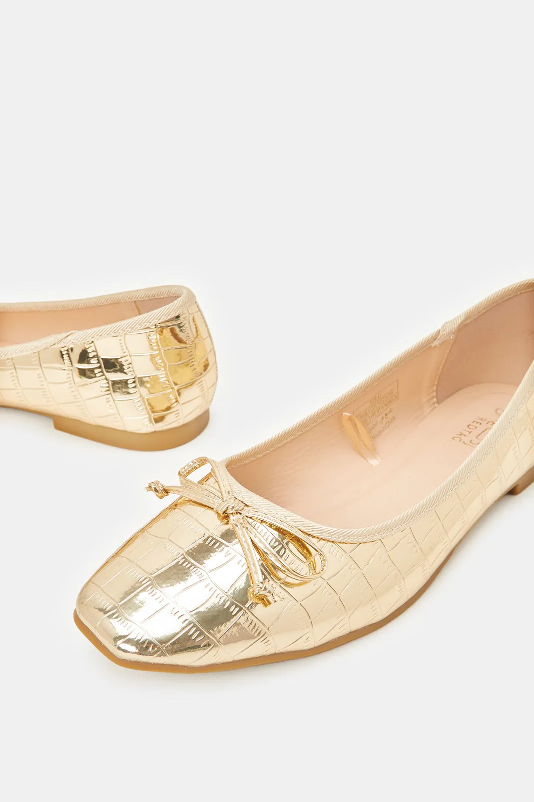 Women Gold Croc Effect Ballerina sold by Redtag product image thumbnail 3