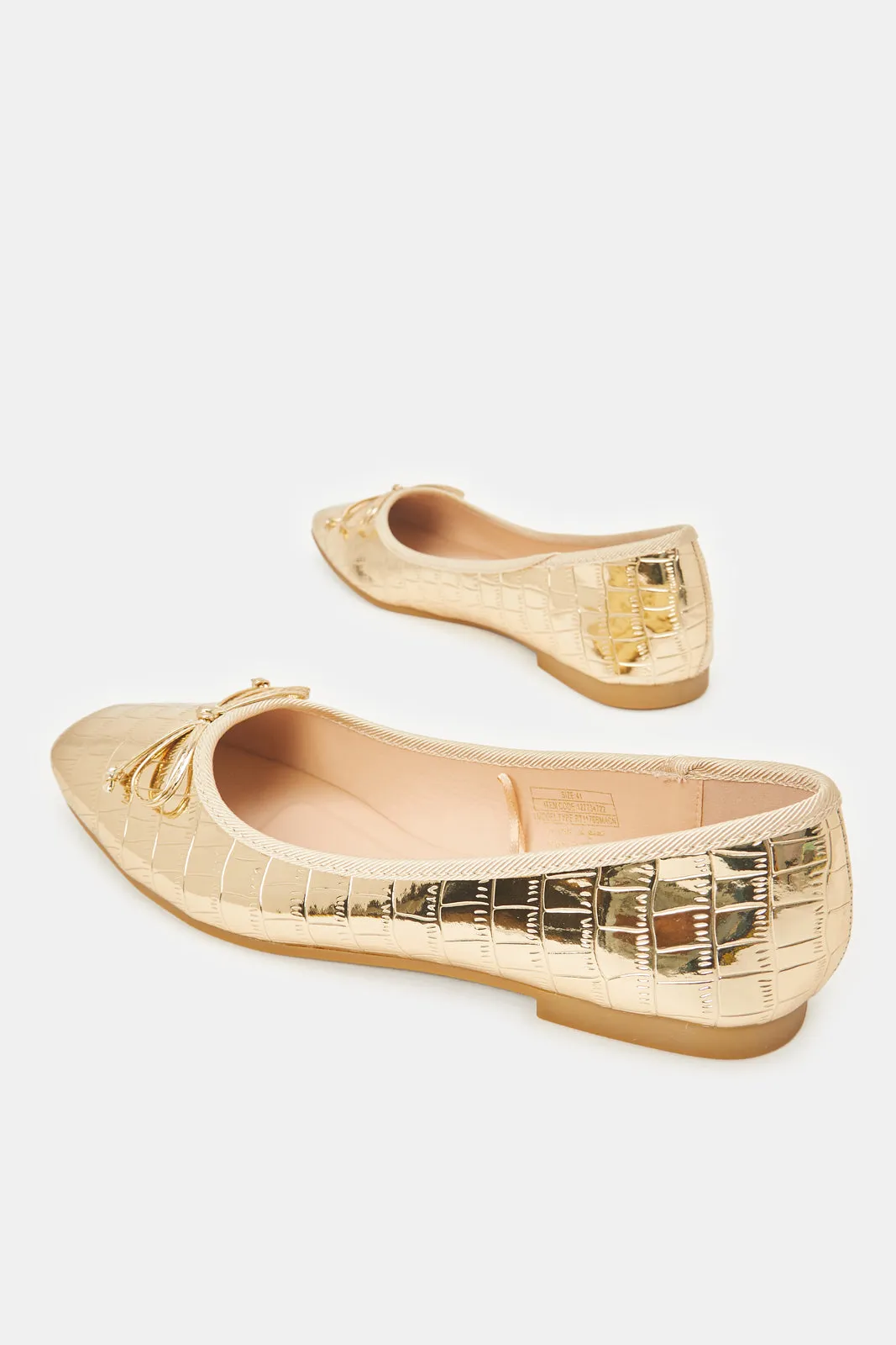 Women Gold Croc Effect Ballerina sold by Redtag product image thumbnail 4