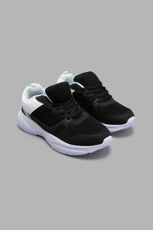 Black Lace-Up Chunky Sneaker sold by Redtag