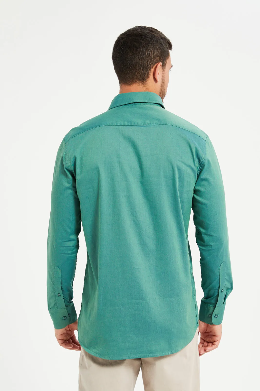 Men Green Collared Formal Shirt sold by Redtag product image thumbnail 3