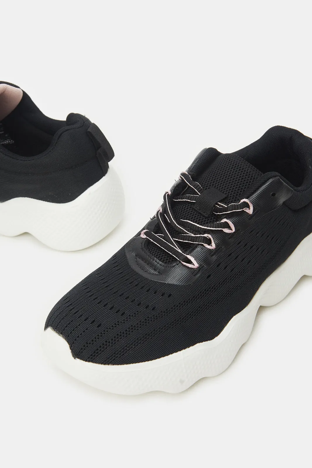 Women Black Chunky Lace Up Sneakers sold by Redtag product image thumbnail 3