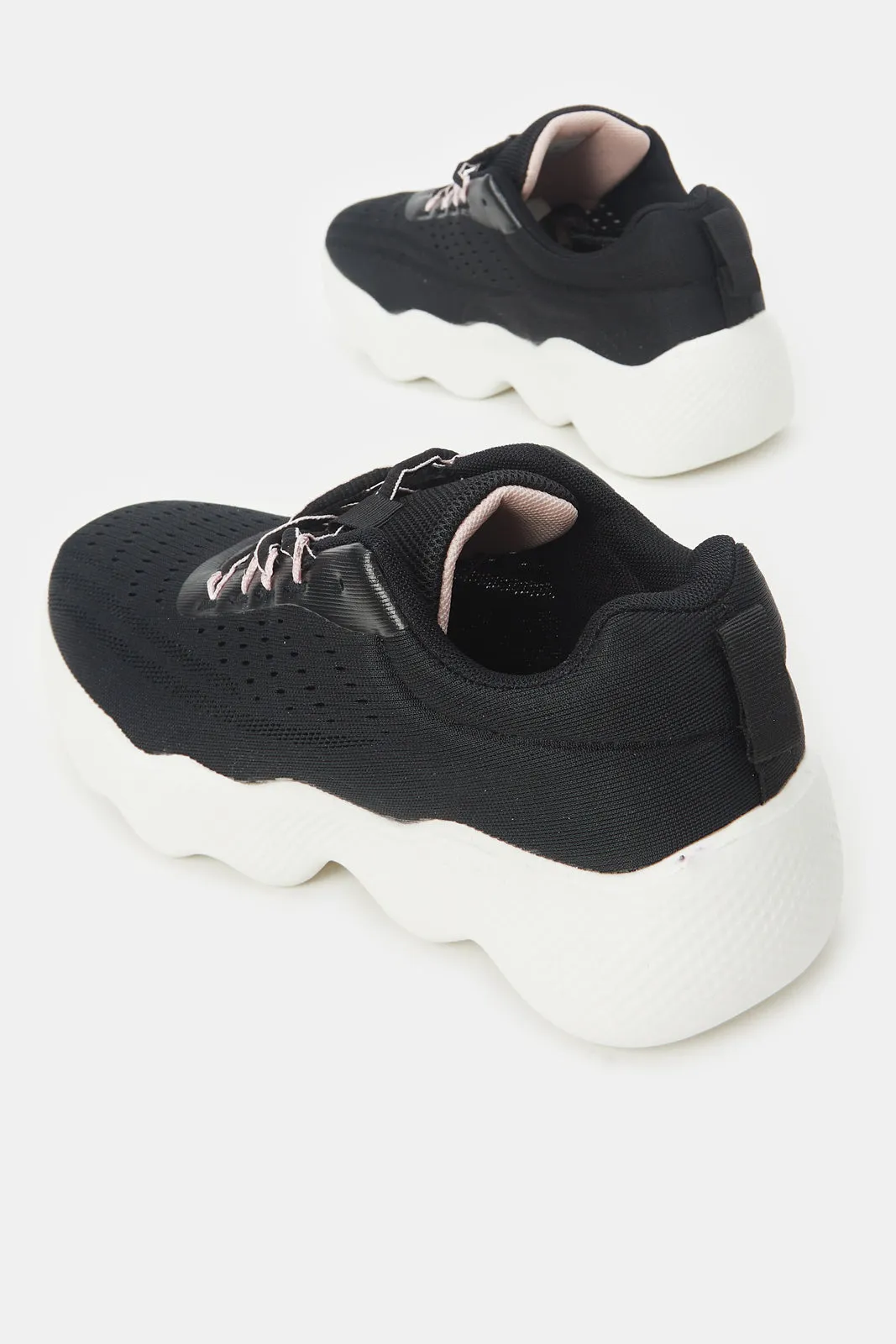 Women Black Chunky Lace Up Sneakers sold by Redtag product image thumbnail 4