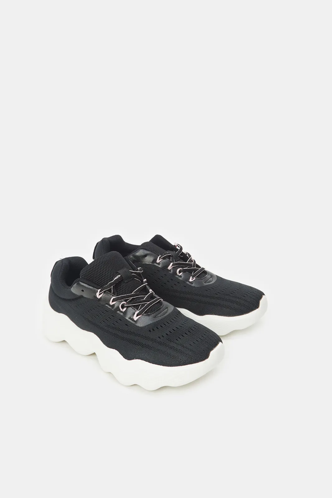 Women Black Chunky Lace Up Sneakers sold by Redtag product image thumbnail 2