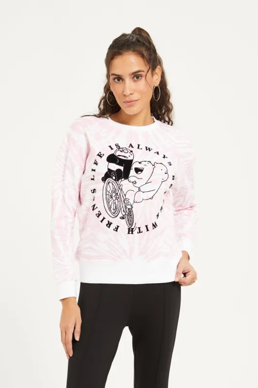 Women Pink Tie-Dye Printed Sweatshirt sold by Redtag