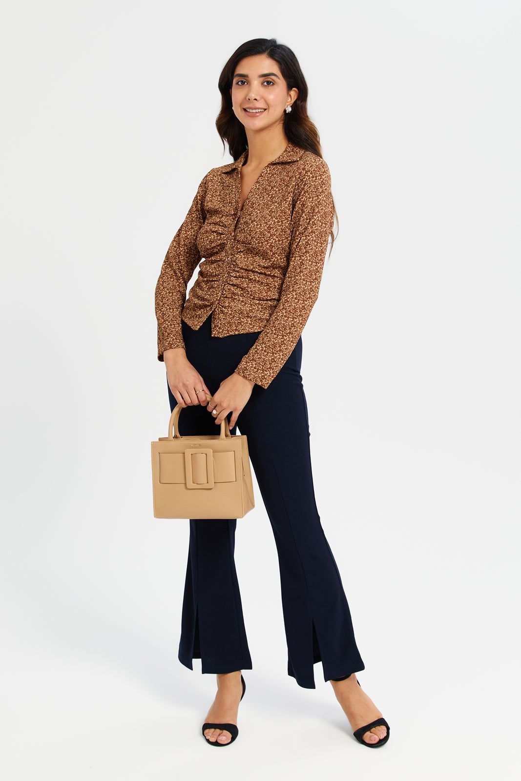 Women Navy Buckle Detailed Belted Trousers sold by Redtag product image thumbnail 2