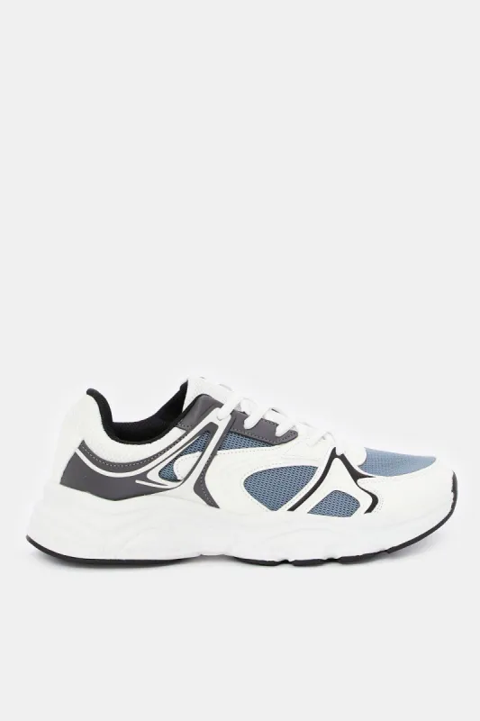 Men White Color Block Chunky Sneakers sold by Redtag