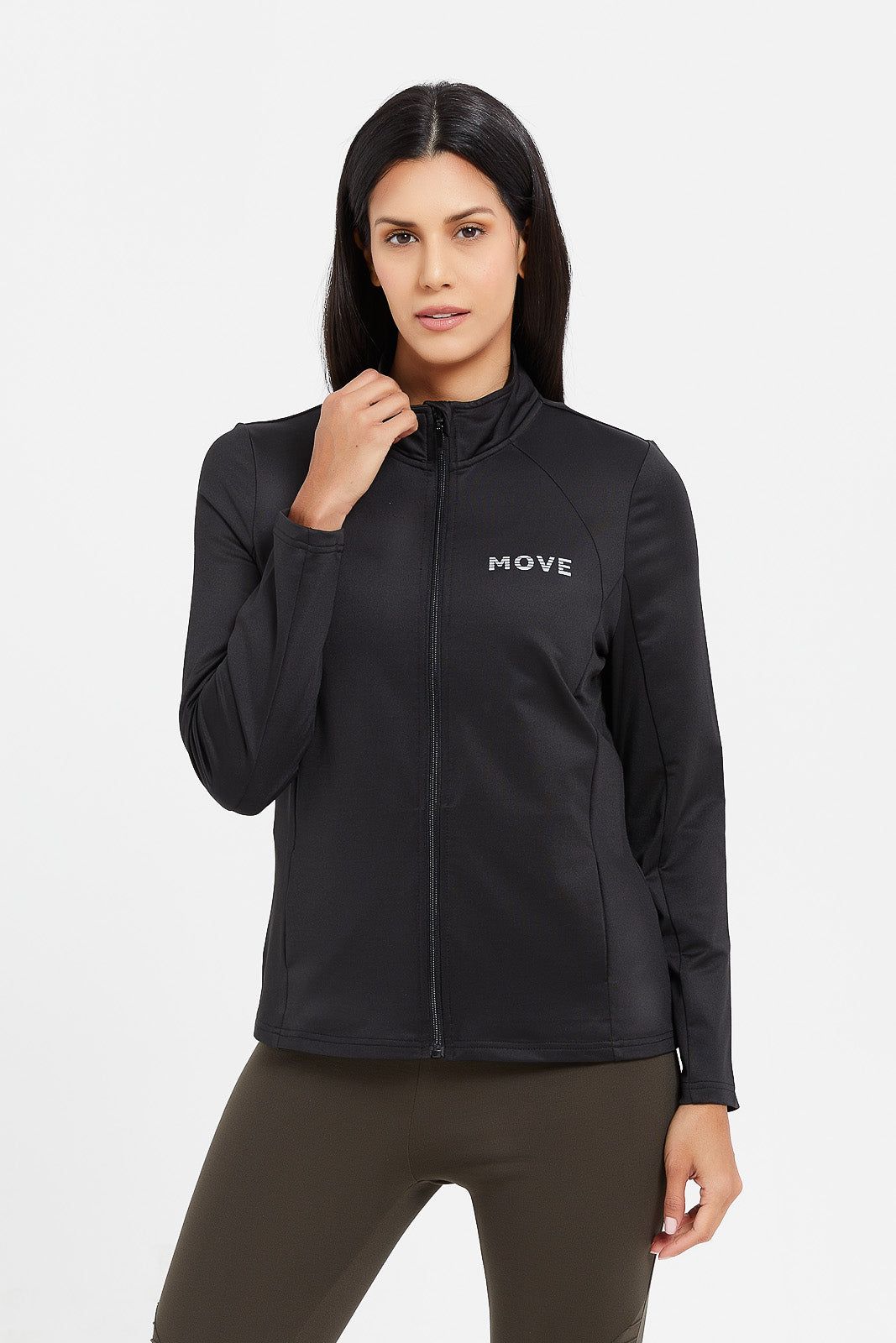 Women Black Zip through Sweatshirt sold by Redtag