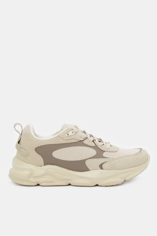 Men Beige Lace Up Sneakers sold by Redtag
