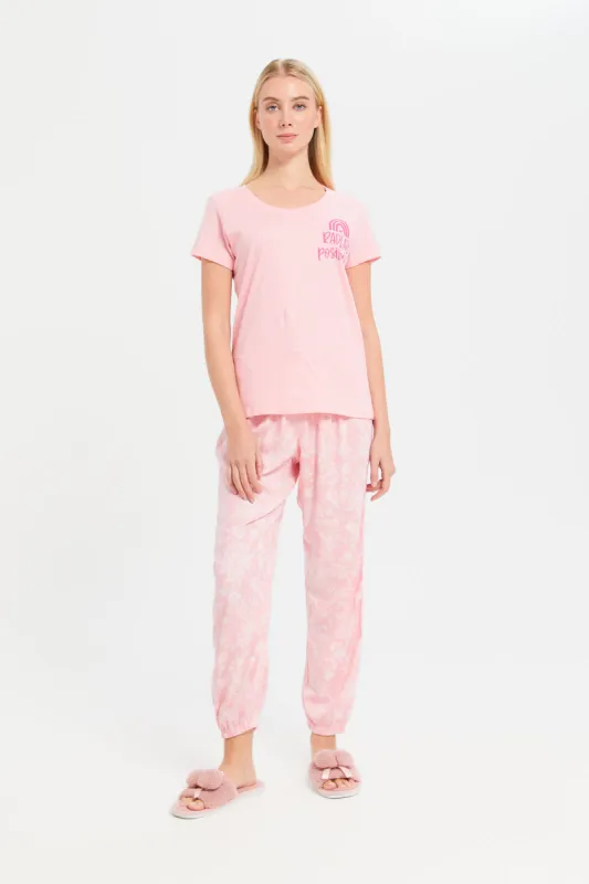 Women Pink Printed Pajama Set (2 Piece) sold by Redtag